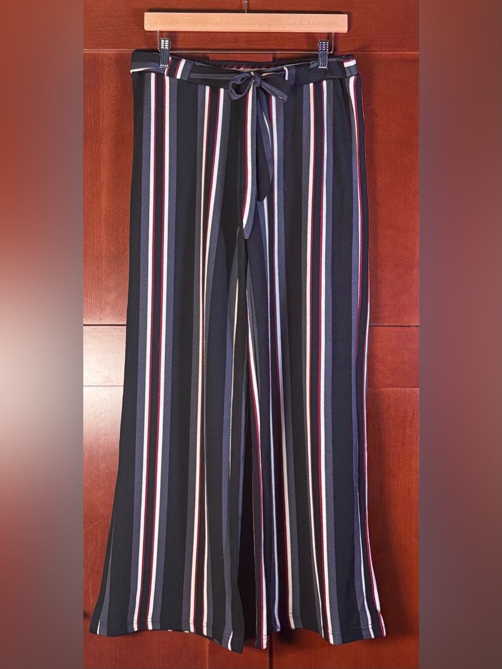 Hot Kiss Striped Wide Leg Palazzo Pants Tie Waist Size L